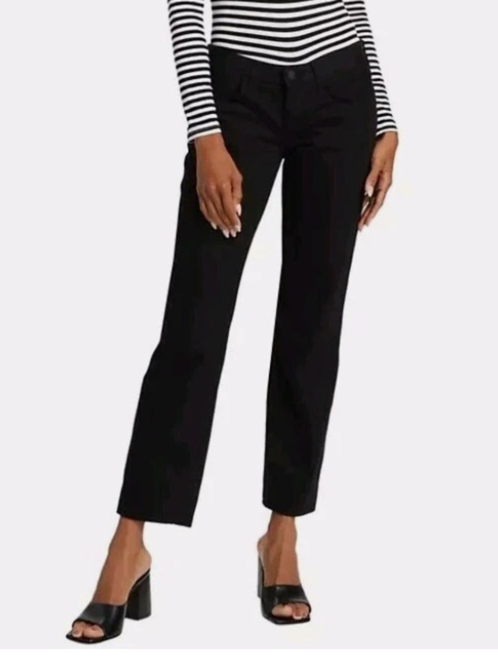 L'AGENCE NEVIA Low Rise Slouchy Slim Straight Ankle Jeans Noir Black Size 28